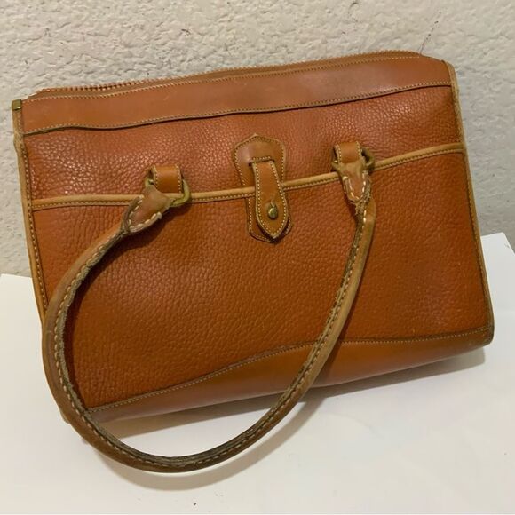 Vintage 1980’s Dooney & Bourke All-Weather Leather Satchel Purse British Tan - Picture 13 of 16